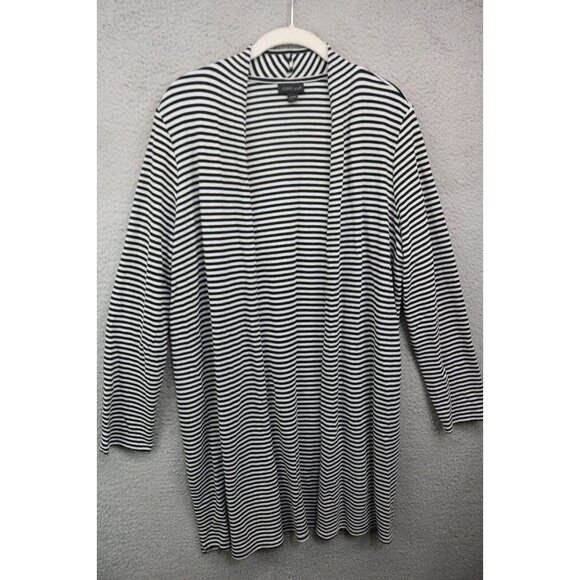 J.Jill Wearever Collection Black & White Striped Open Front Cardigan-Size Large - Picture 1 of 11